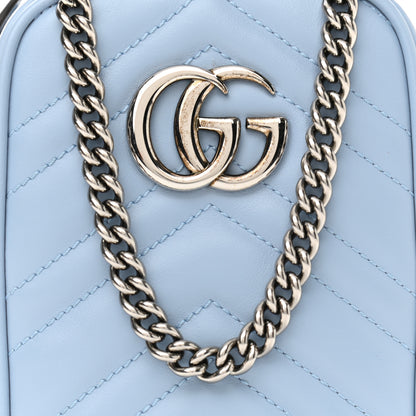 Gucci Calfskin Matelasse Mini GG Marmont Crossbody Bag Porcelain Light Blue 8 of 10