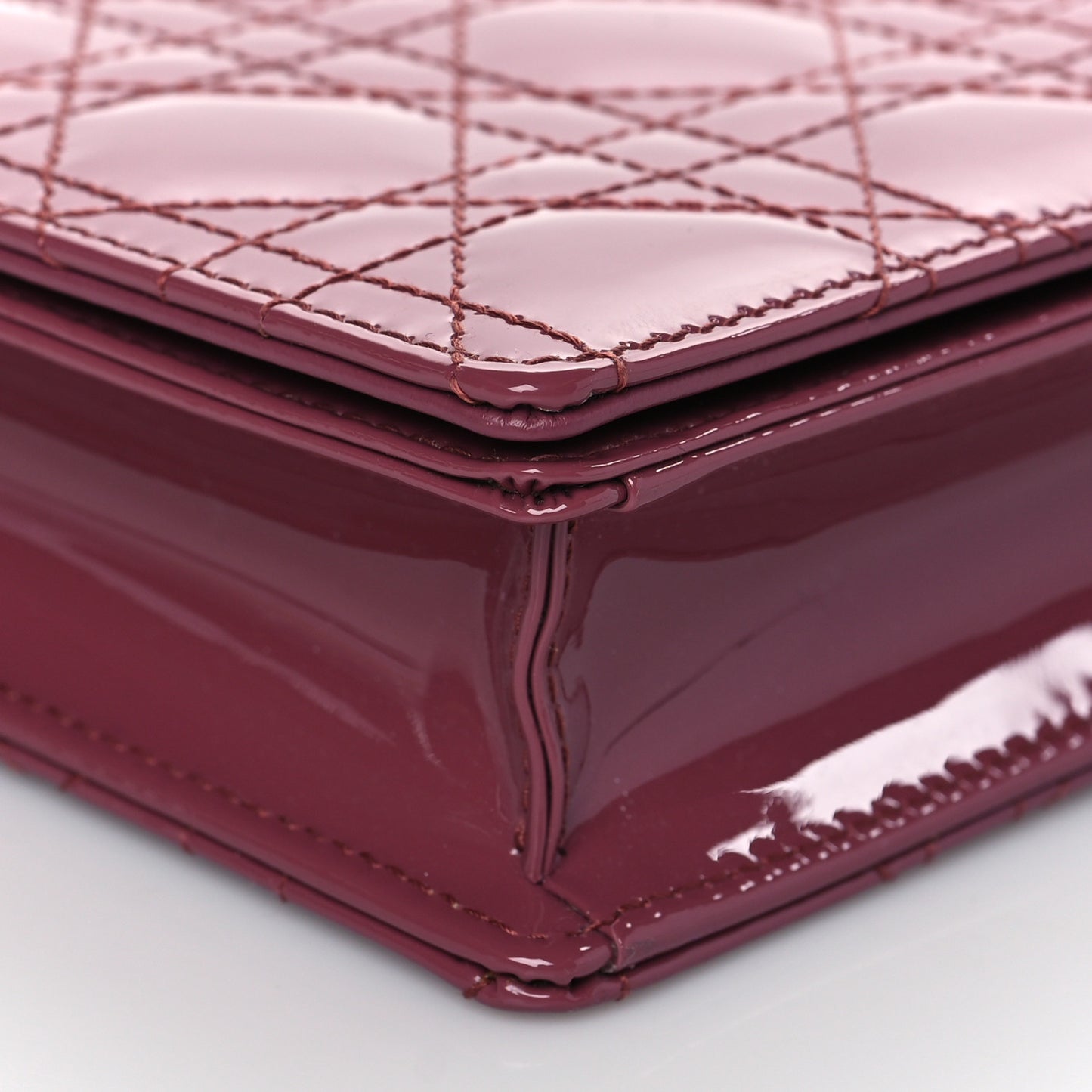 Patent Cannage Lady Dior Convertible Clutch Mallow Rose