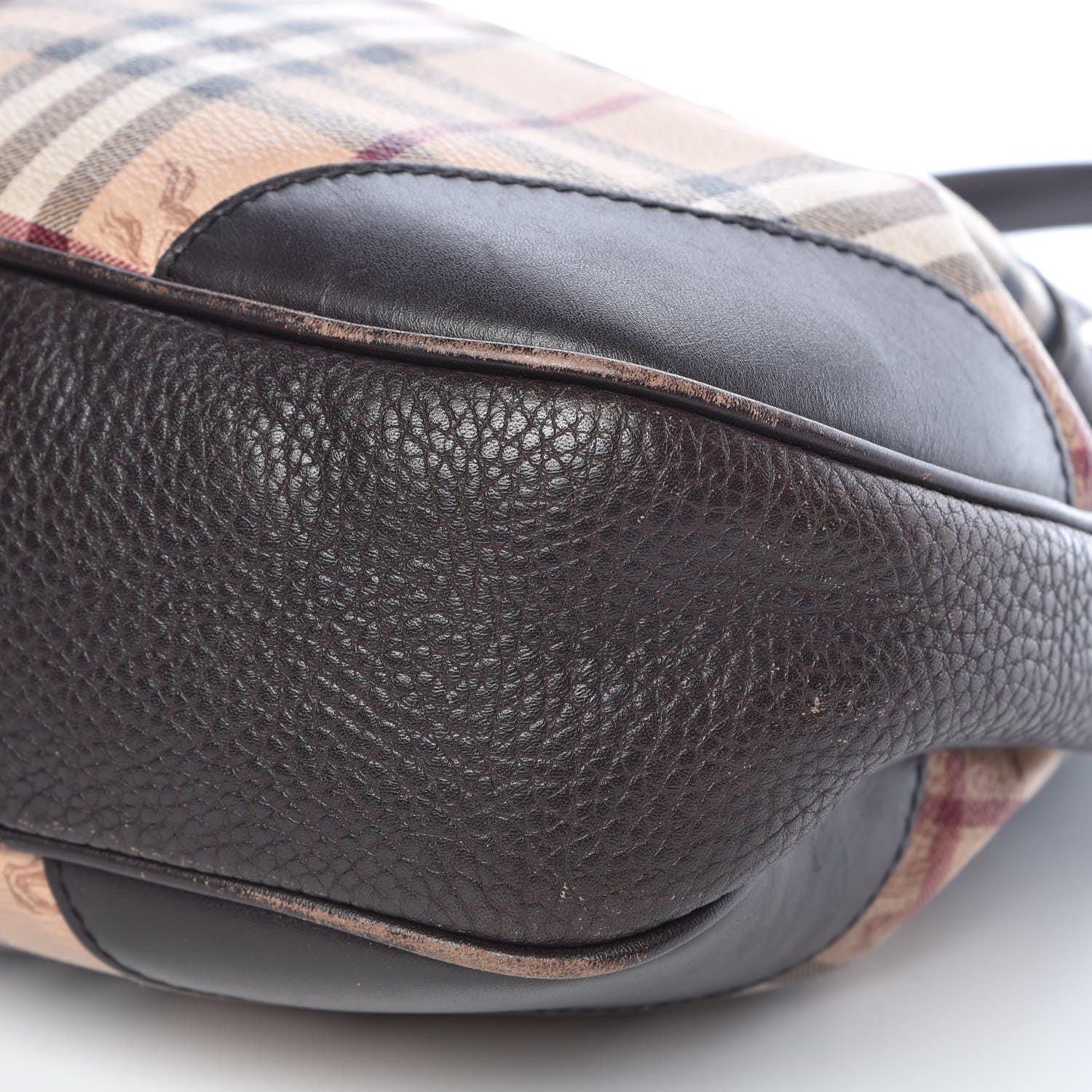 Burberry Grained Calfskin Haymarket Check Hobo Dark Brown 11 of 19
