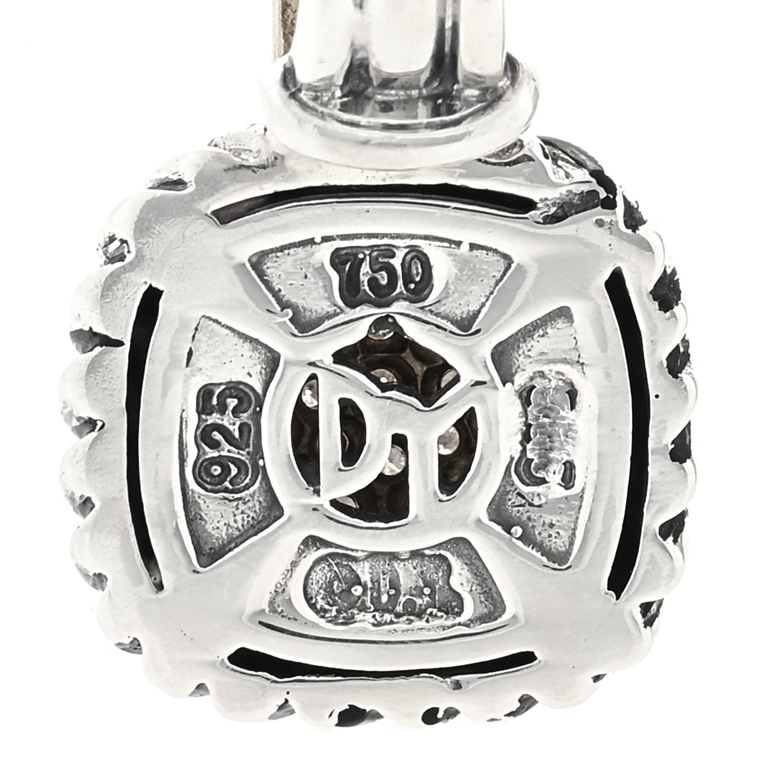 David Yurman Sterling Silver 18K Yellow Gold Diamond Pave 8mm Albion Pendant 3 of 3
