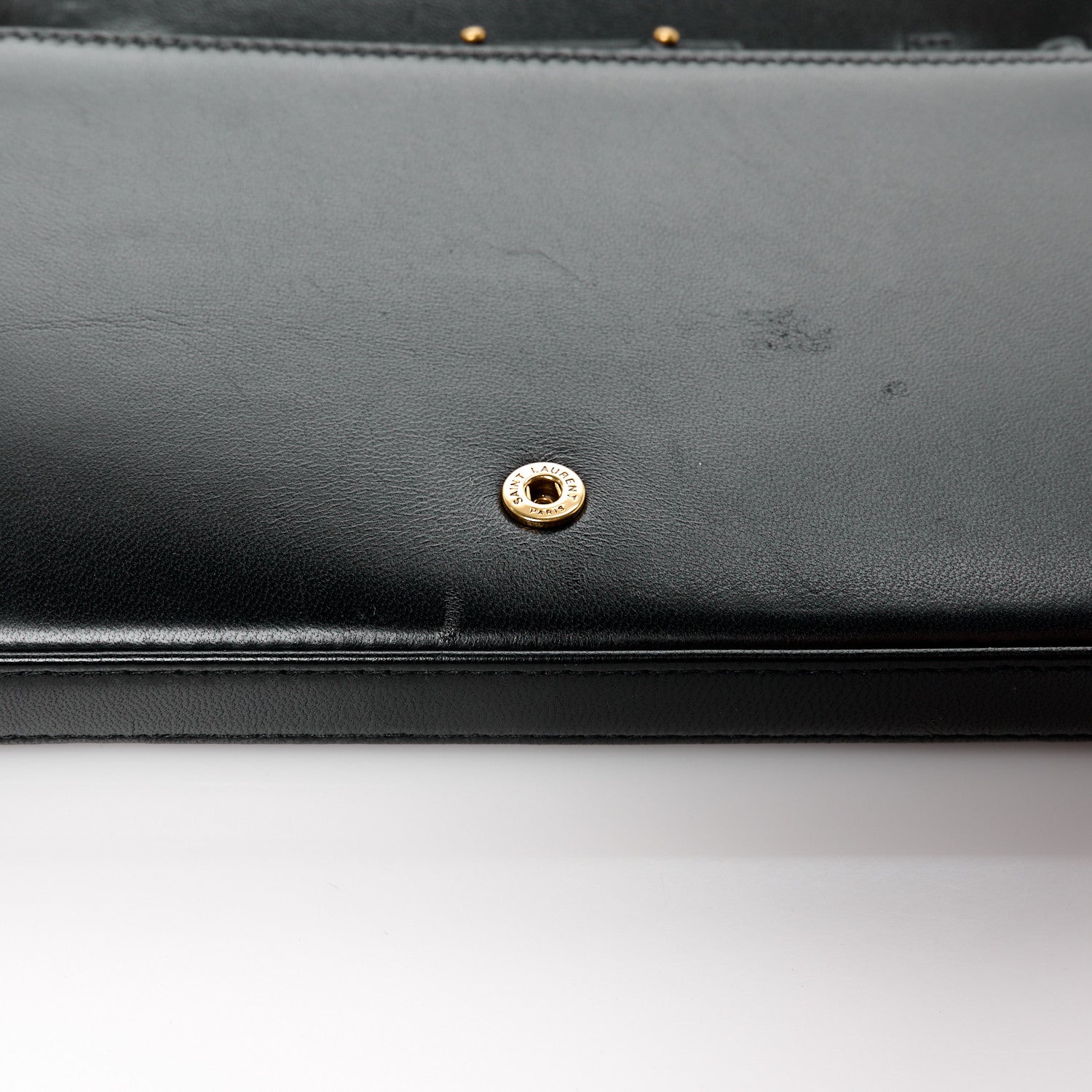 Saint Laurent Smooth Calfskin Tri-Metal Cassandre Wallet On Chain WOC Black 12 of 12