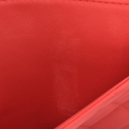 Chanel Lambskin Quilted Boy Wallet On Chain WOC Red 11 of 12
