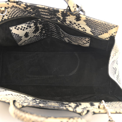 Saint Laurent Calfskin Snakesin Embossed Small Cabas Rive Gauche Black White 5 of 12