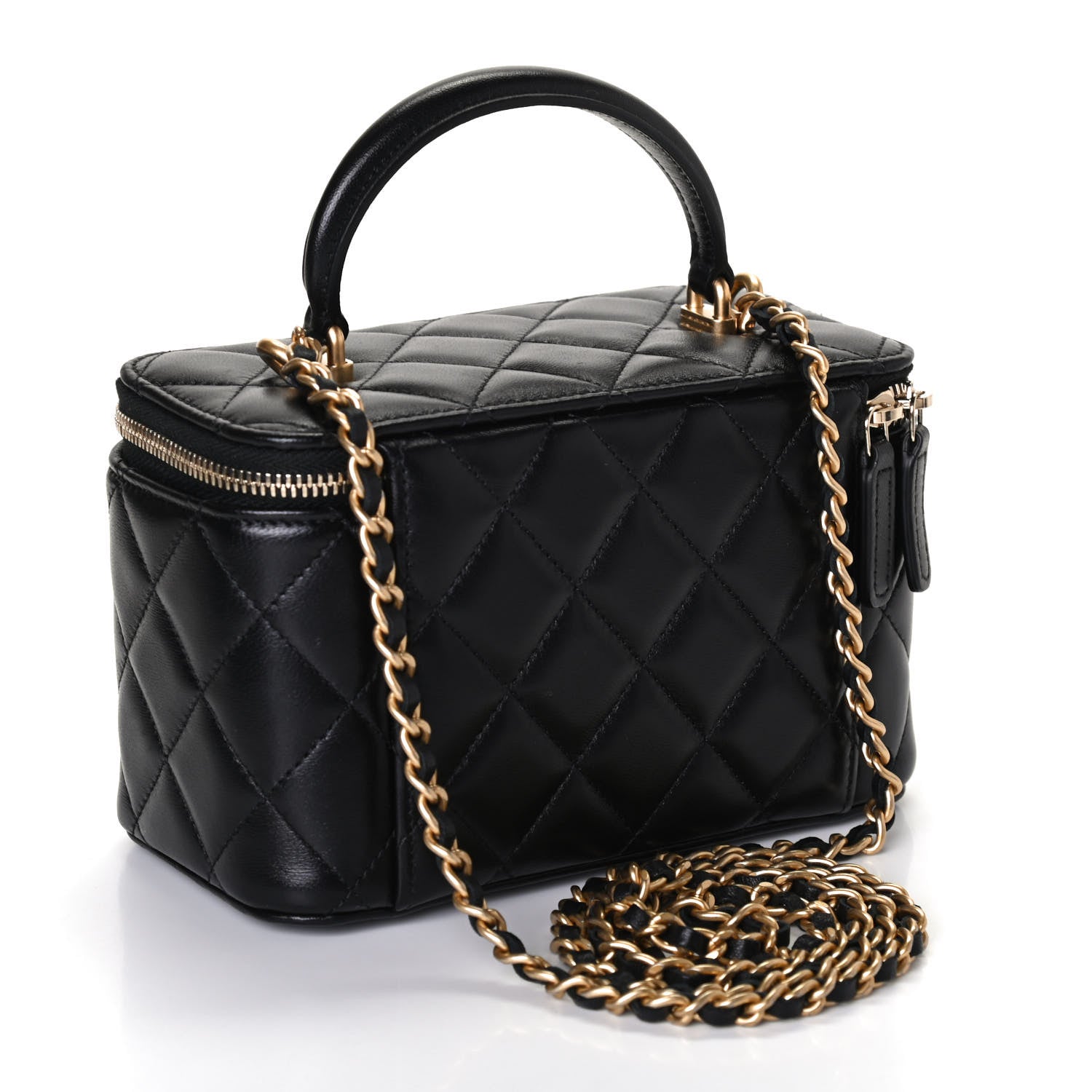 Chanel Lambskin Quilted Small Top Handle Vanity Case With Chain Black 2 of 4