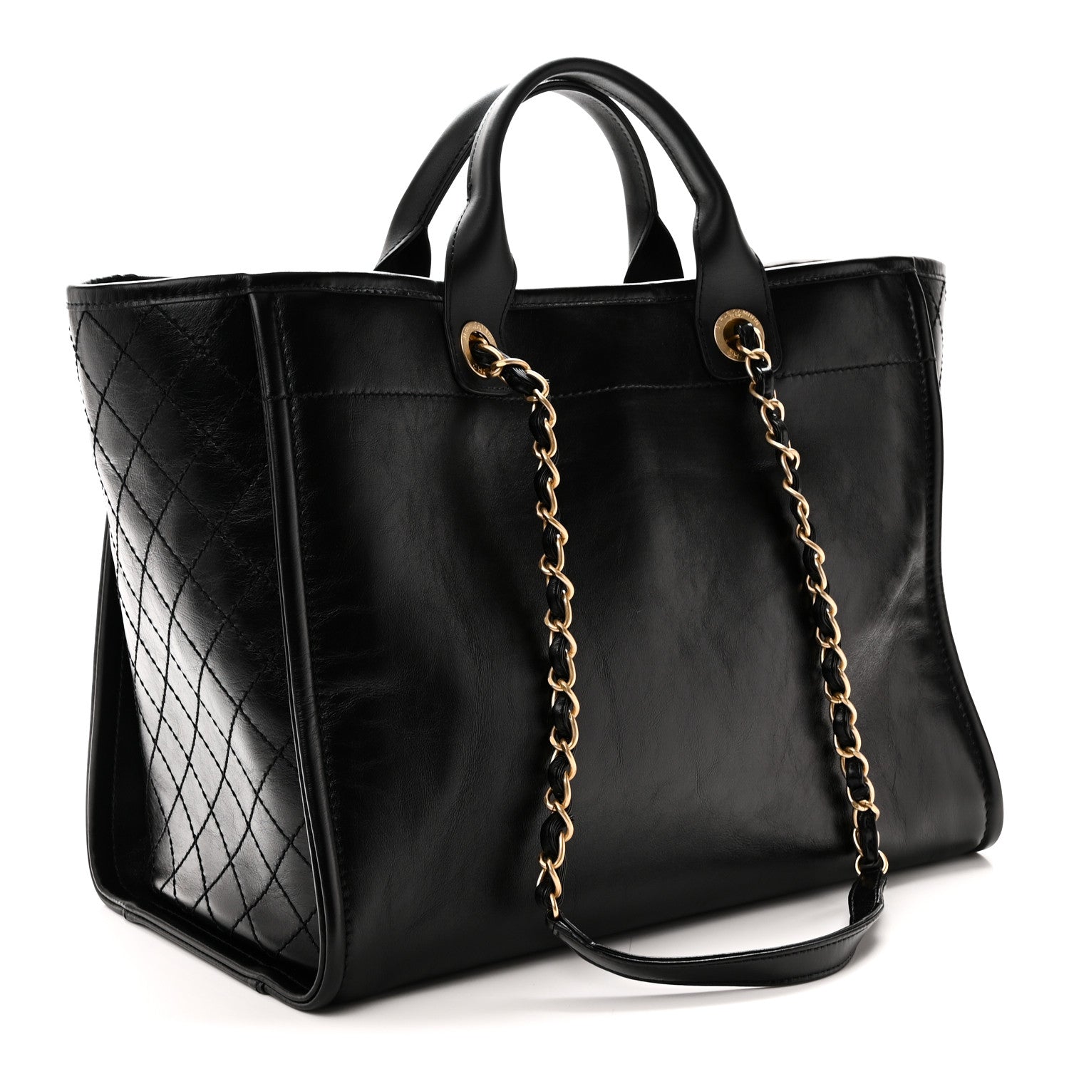 Chanel Aged Calfskin Medium Charms Deauville Tote Black 3 of 10