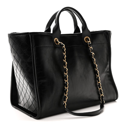 Chanel Aged Calfskin Medium Charms Deauville Tote Black 3 of 10