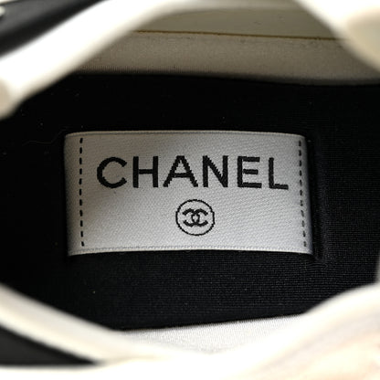 Chanel Velvet Calfskin Mixed Fibers CC Sneakers 41 Ivory Black 9 of 11