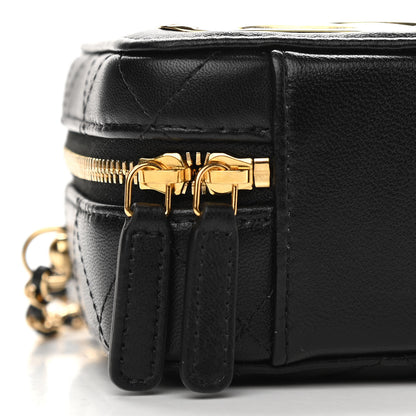 Chanel Lambskin Quilted Golden Plate Clutch With Chain Black 9 of 13