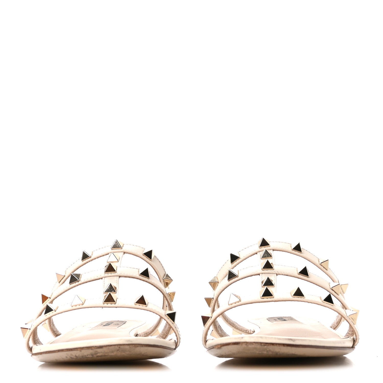 Valentino Garavani Nappa Rockstud Caged Flat Slide Sandals 40 Light Ivory 3 of 9