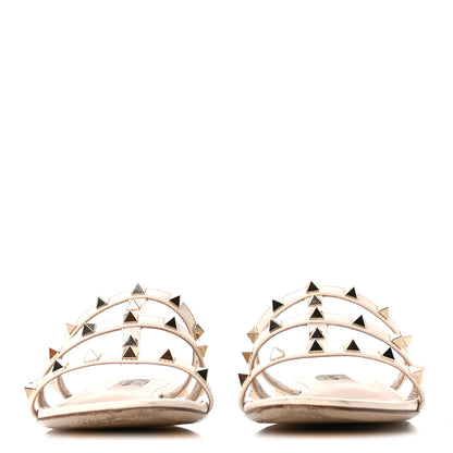 Valentino Garavani Nappa Rockstud Caged Flat Slide Sandals 40 Light Ivory 3 of 9