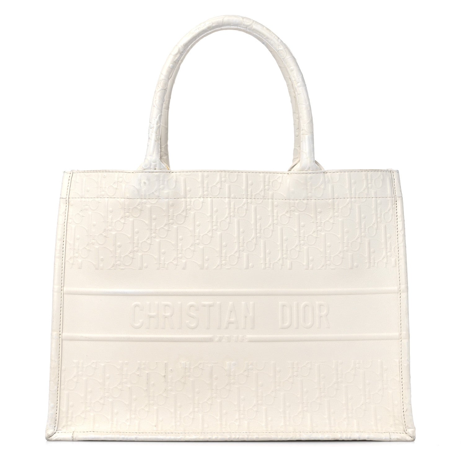 Christian Dior Oblique Calfskin Embossed Medium Book Tote Ivory 1 of 14
