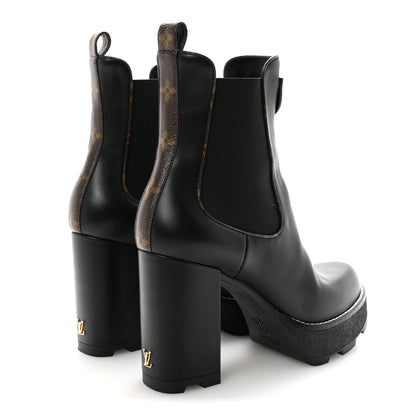 Louis Vuitton Calfskin Monogram LV Beaubourg Platform Ankle Boots 40 Black 9 of 18
