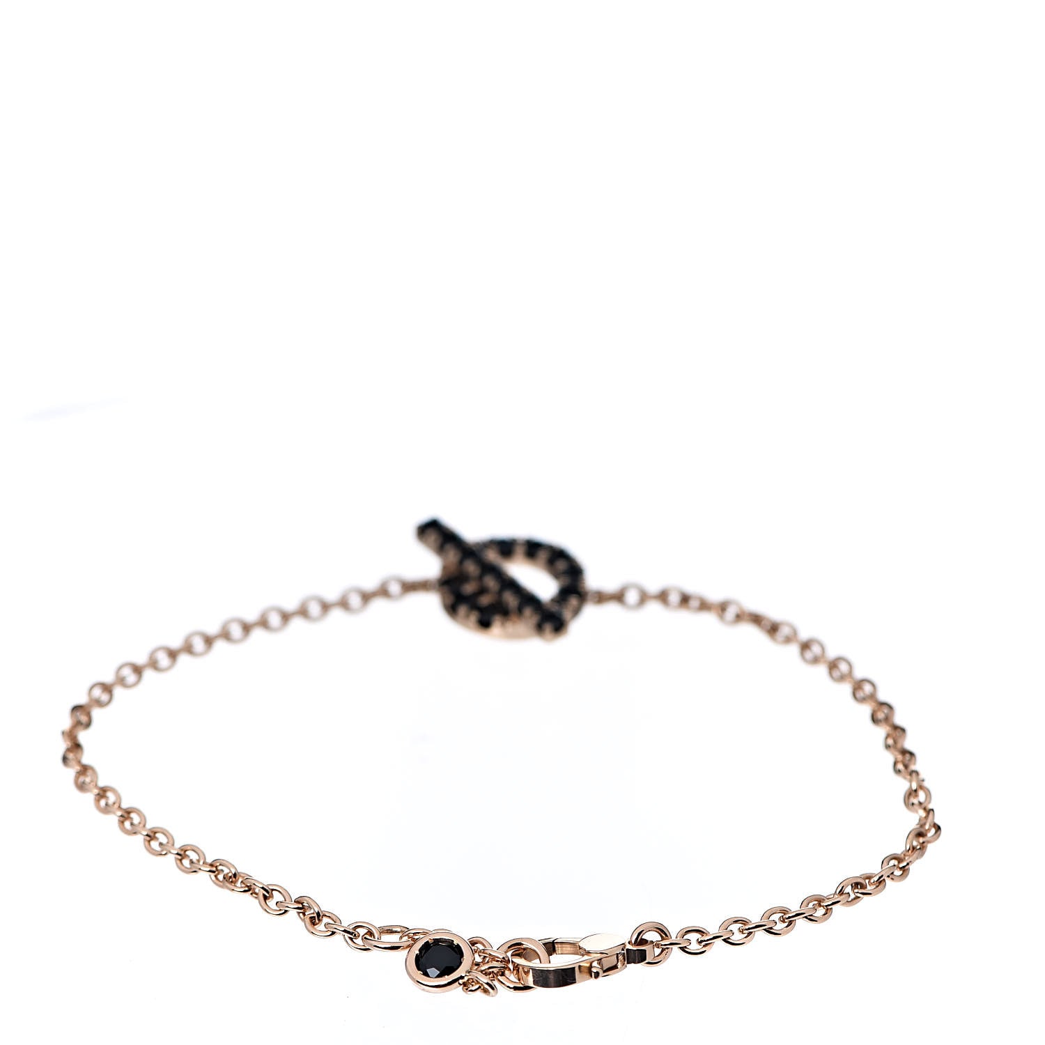Hermes 18K Rose Gold Black Spinel Finesse Bracelet SH 2 of 6