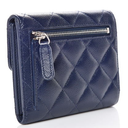 Chanel Caviar Quilted Compact Flap Wallet Navy 3 of 13
