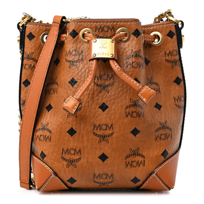 MCM Visetos Berlin Mini Drawstring Bucket Bag Cognac 1 of 15