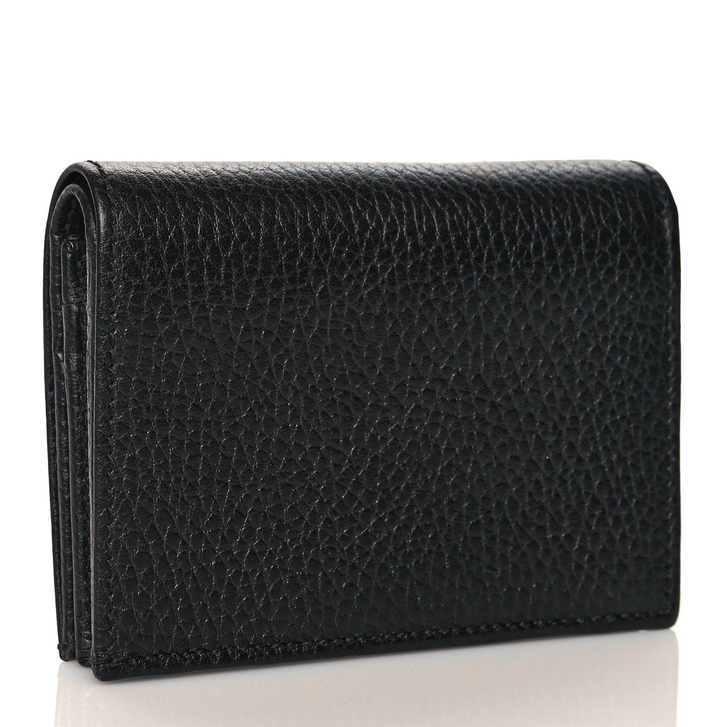 Pebbled Calfskin GG Marmont Card Case Black
