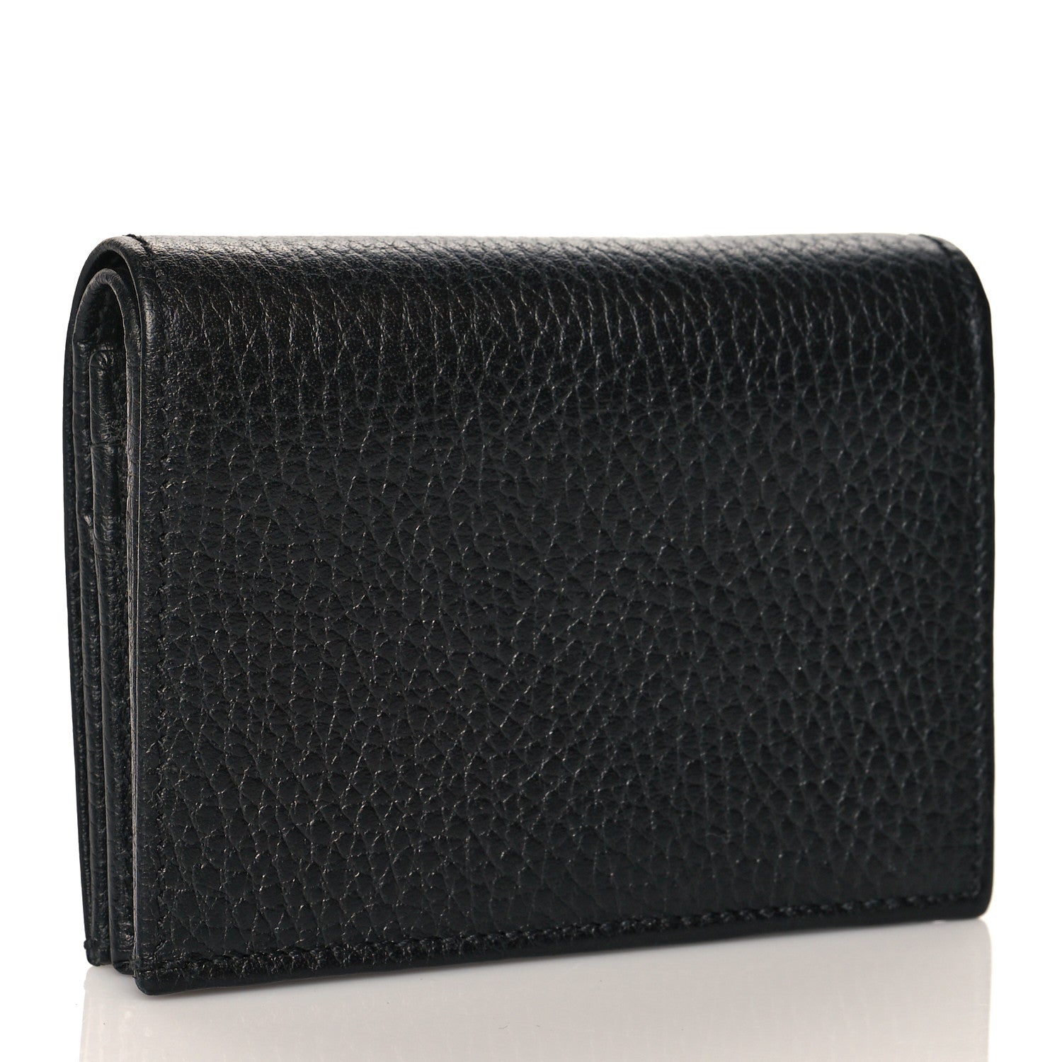 Gucci Pebbled Calfskin GG Marmont Card Case Black 3 of 9