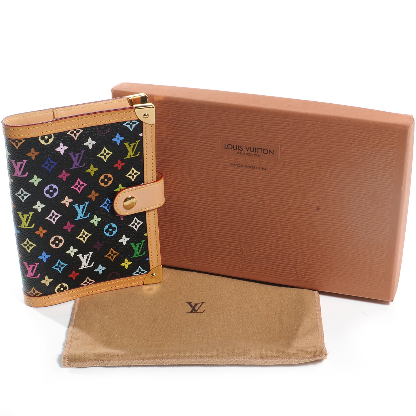 Monogram Multicolor Small Ring Agenda Cover Black