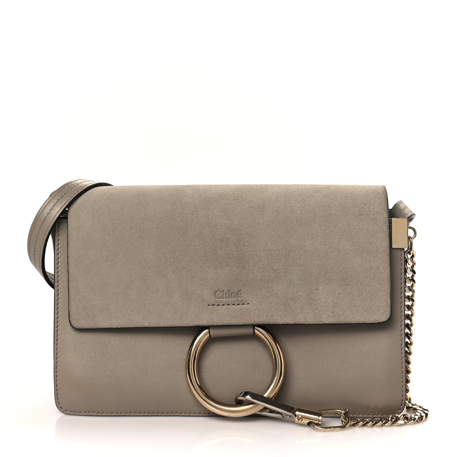 Chloe Suede Calfskin Small Faye Shoulder Bag Motty Grey 1 of 9