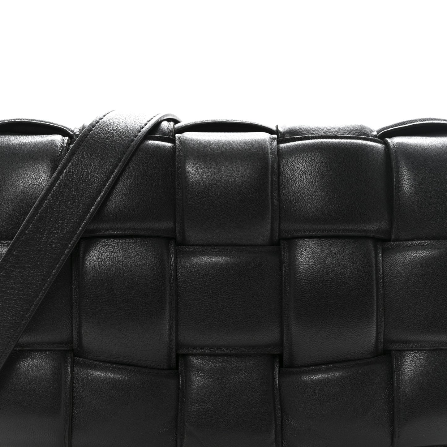 Nappa Maxi Intreccio Padded Cassette Crossbody Bag Black