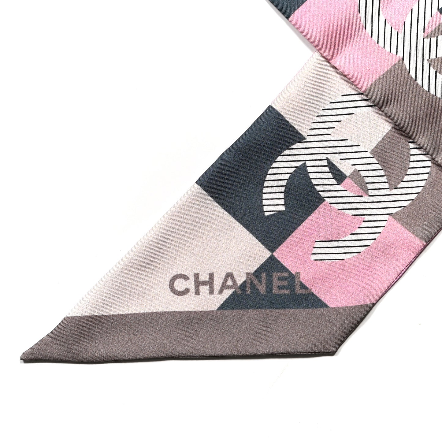 Silk Logo Bandeau Scarf Pink Black Multicolor