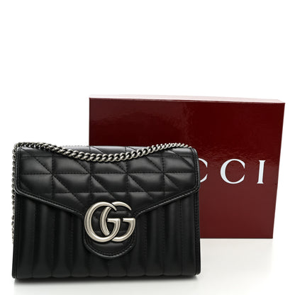 Gucci Calfskin Matelasse Aria GG Marmont Chain Wallet Black 11 of 11