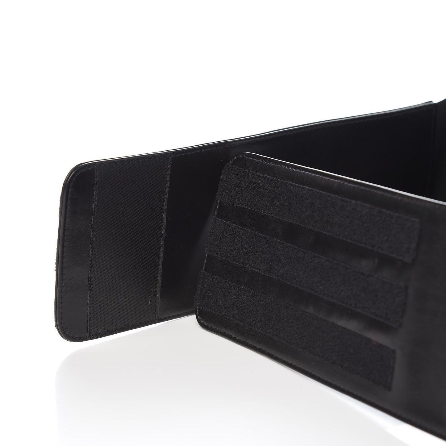 Lambskin Quilted Wide Belt M Black