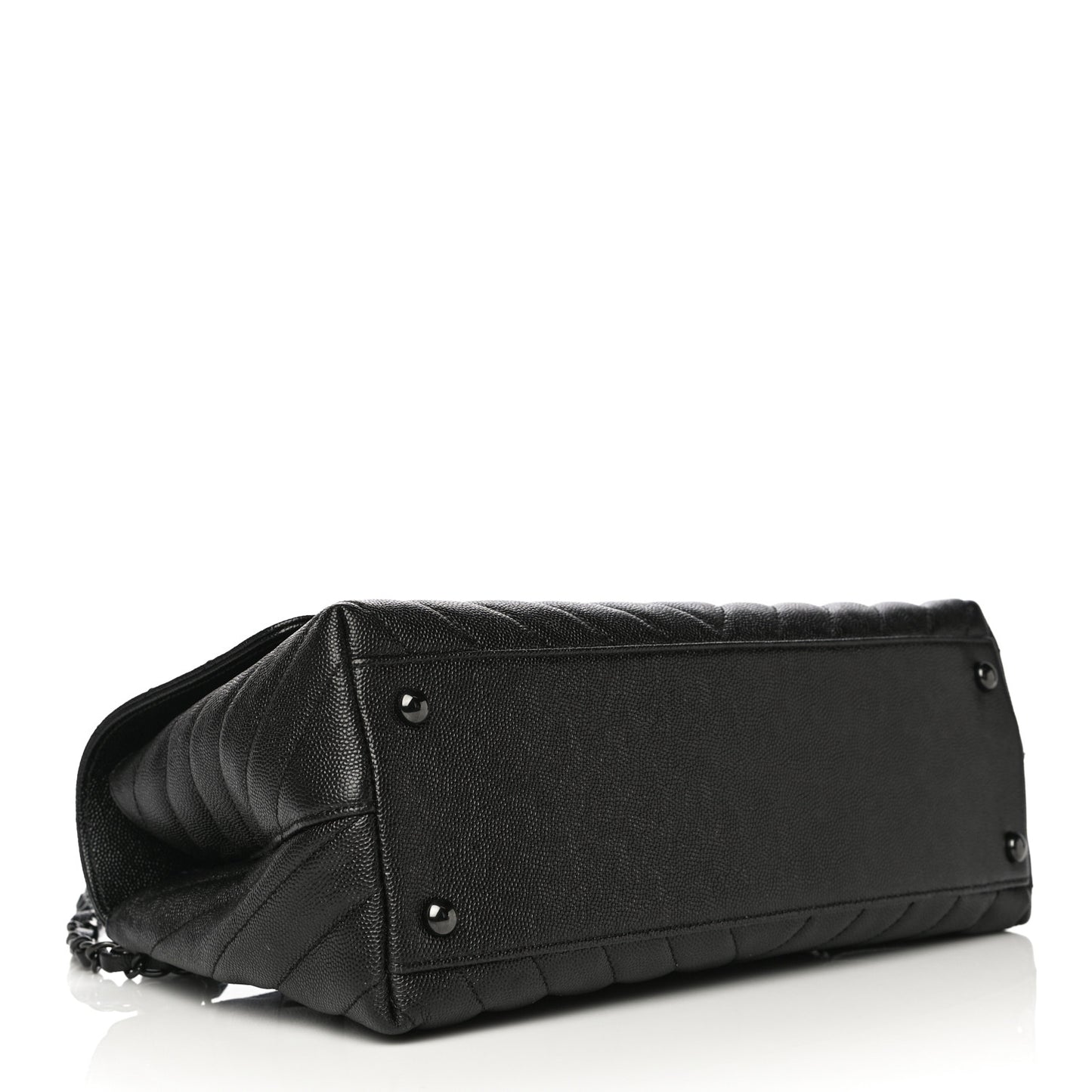 Caviar Chevron Quilted Small Coco Handle Flap So Black