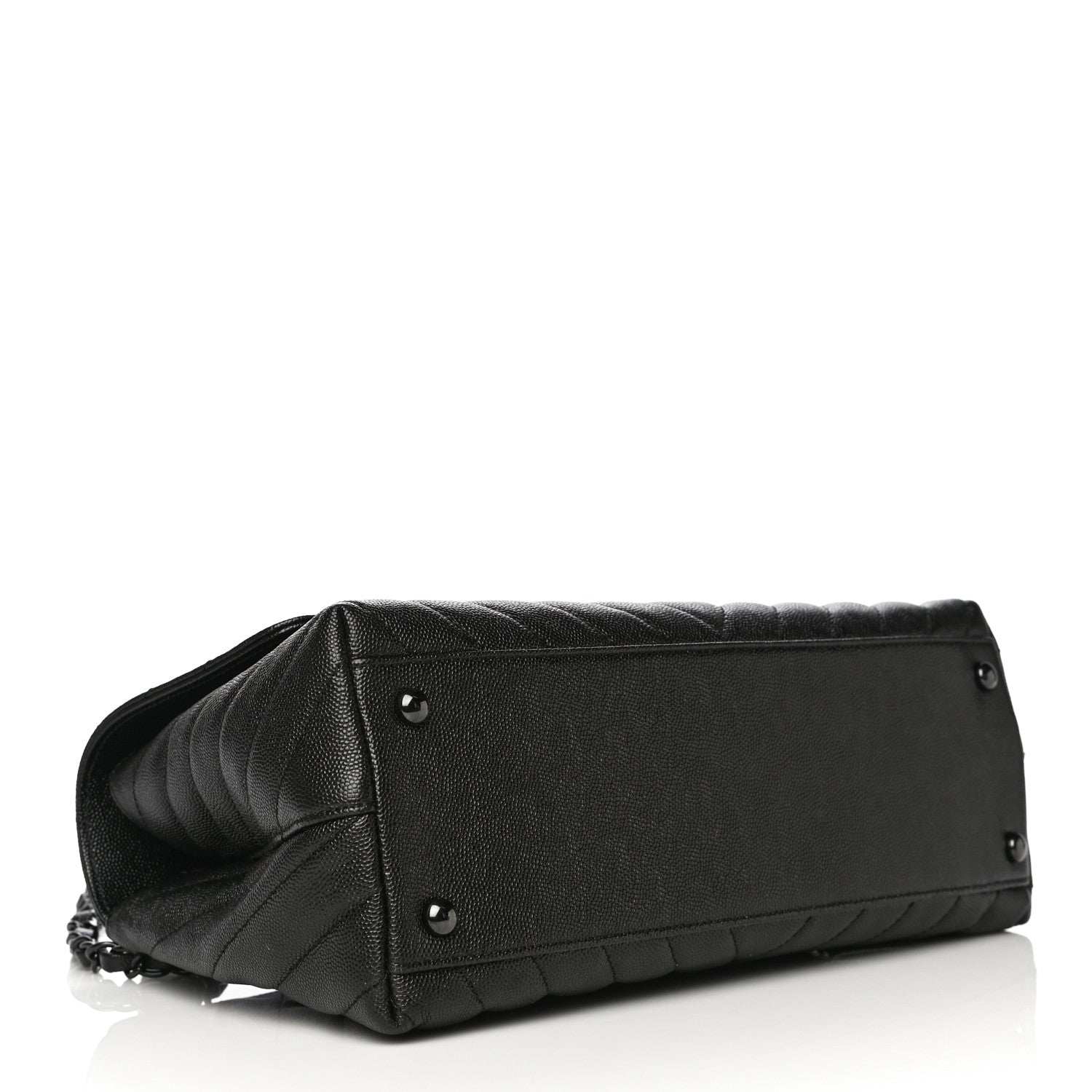 Chanel Caviar Chevron Quilted Small Coco Handle Flap So Black 4 of 10