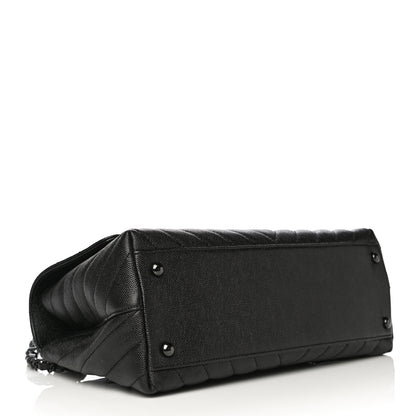 Chanel Caviar Chevron Quilted Small Coco Handle Flap So Black 4 of 10