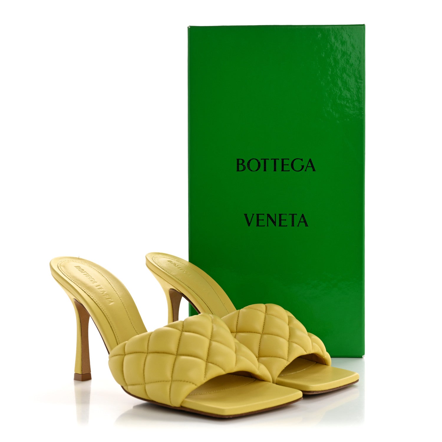 Bottega Veneta Nappa Matelasse Padded Mule Sandals 38.5 Pear 9 of 9
