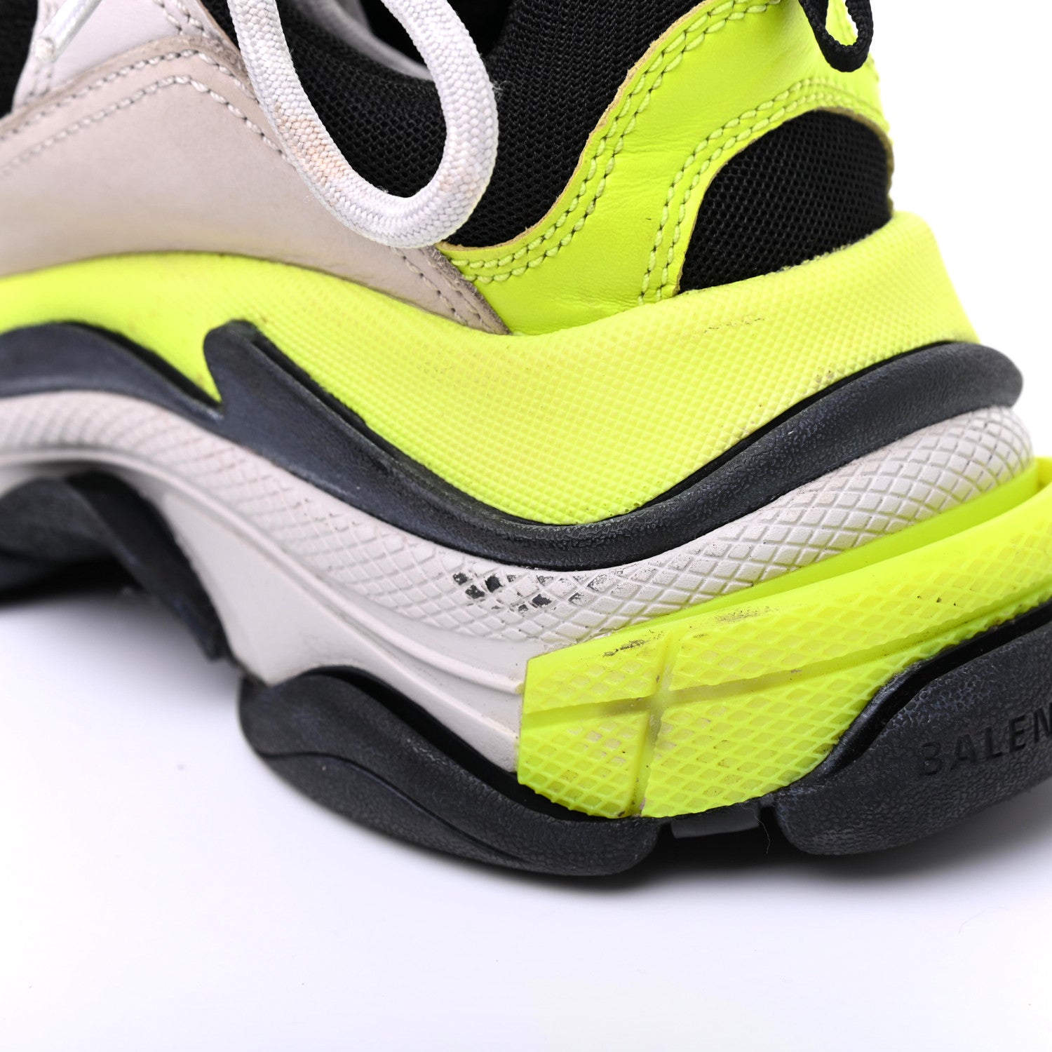 Balenciaga Fabric Mesh Womens Triple S Sneakers 39 Grey Black Jaune Fluo 13 of 17