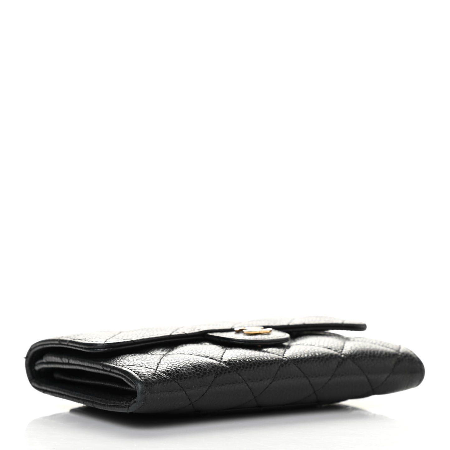 Caviar Quilted Medium Flap Wallet Black