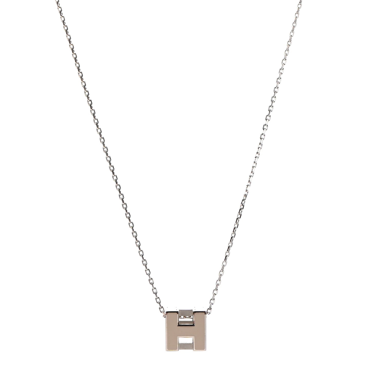 Lacquered Palladium Cage d'H Pendant Necklace Marron Glace