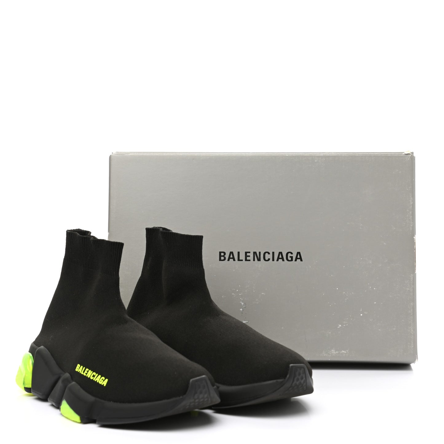 Neoprene Knit Womens Speed Clear Sole Sneakers 39 Black Yellow Fluo
