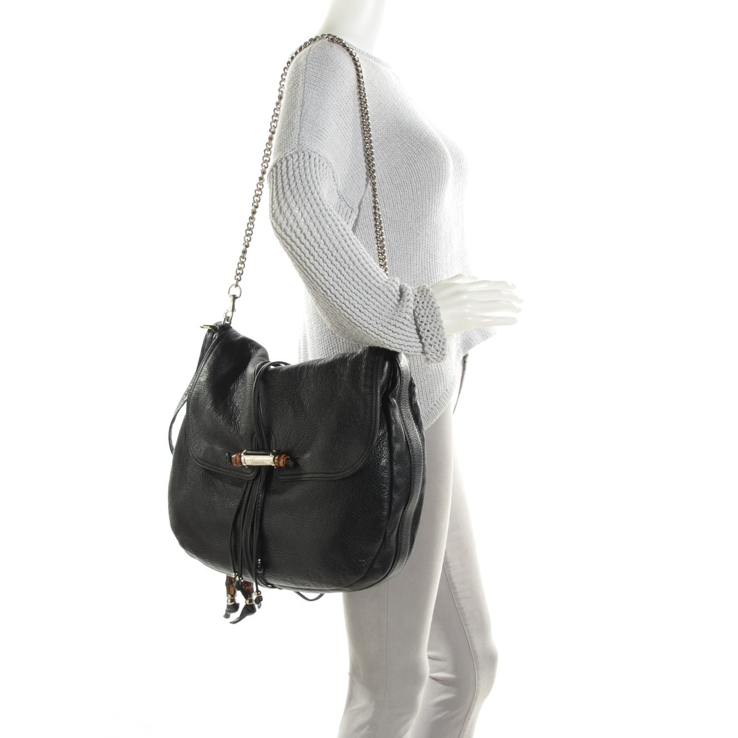 Gucci Calfskin Large Jungle Shoulder Bag Black 2 of 7