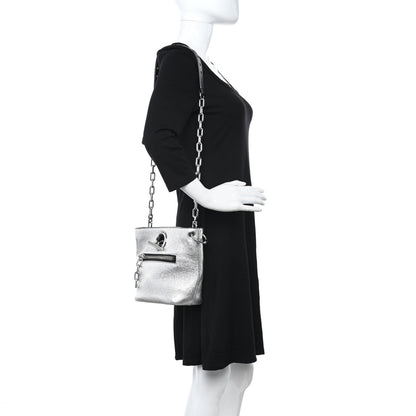 Alexander Wang Metallic Pebbled Calfskin Riot Bucket Bag Silver 2 of 10