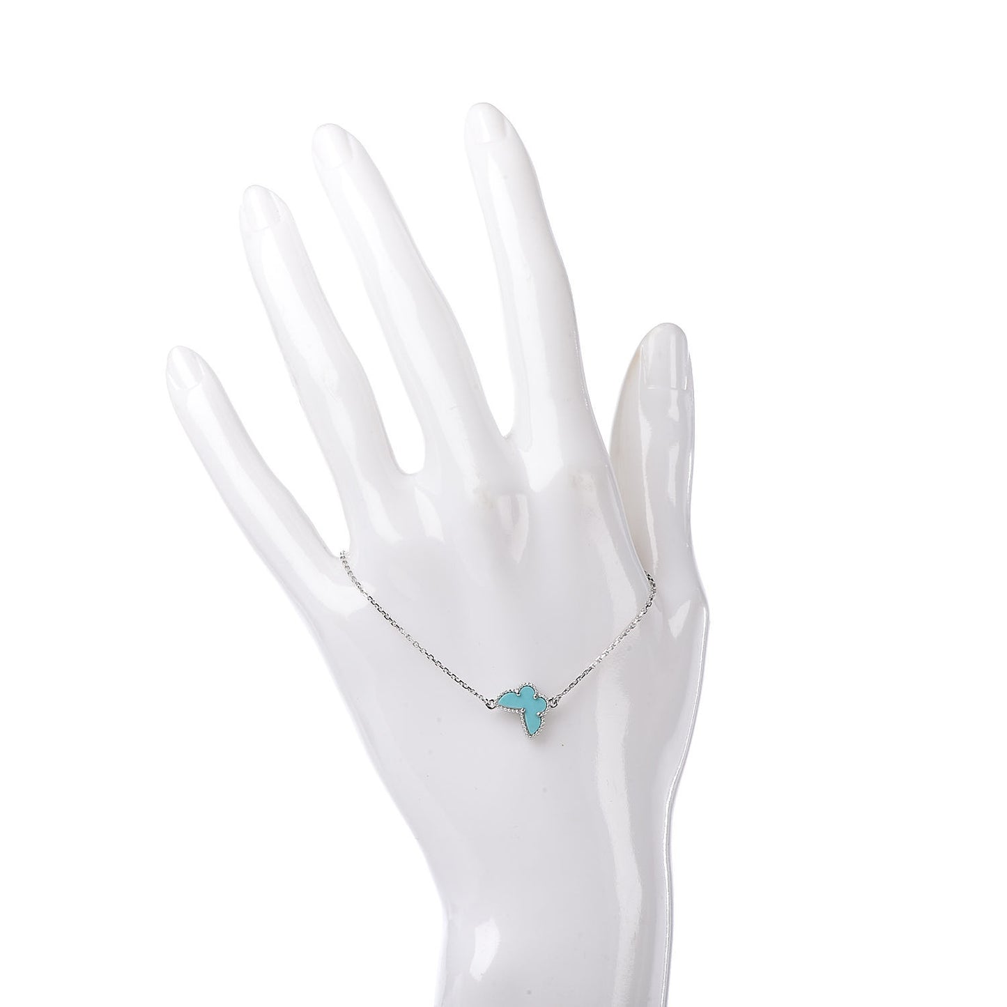 18K White Gold Turquoise Sweet Alhambra Butterfly Bracelet