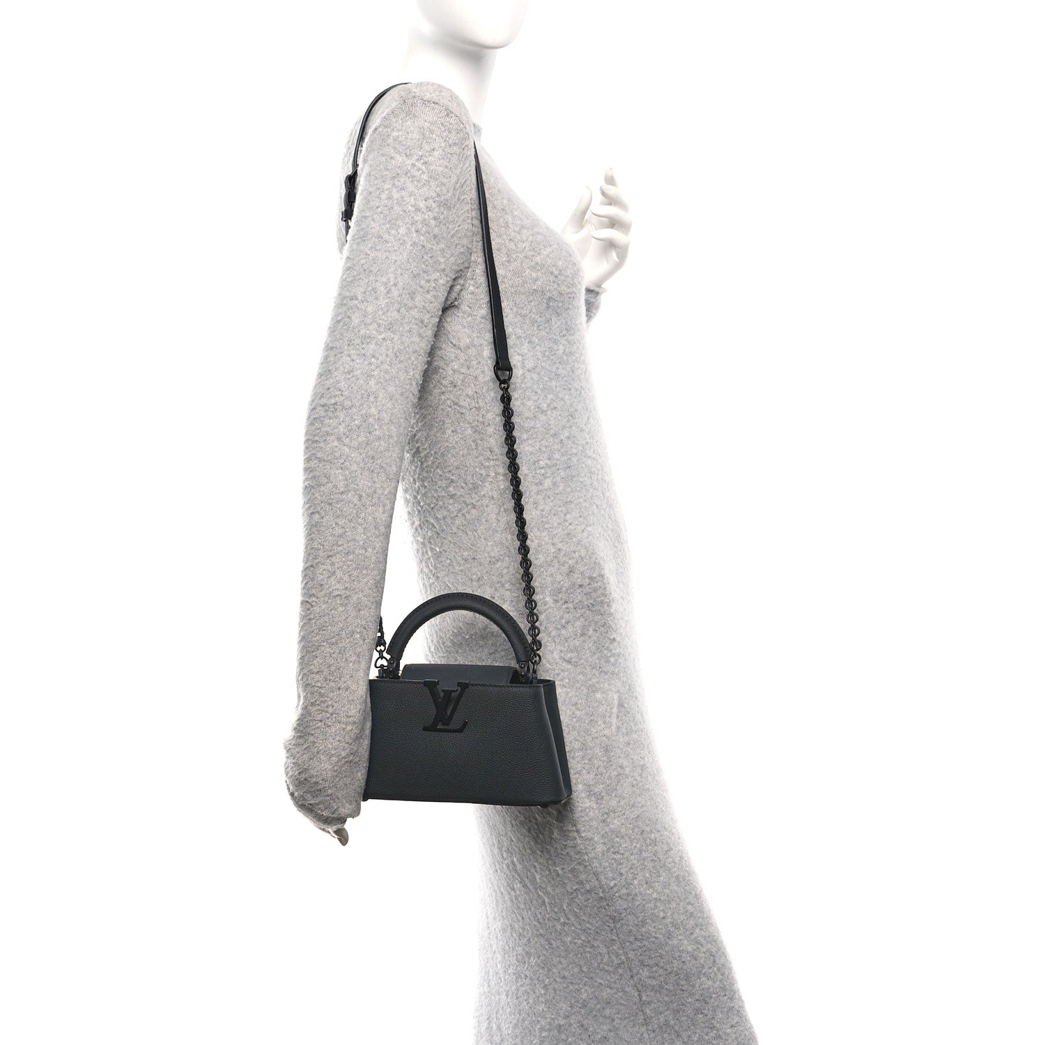 Louis Vuitton Matte Taurillon Capucines East West Mini All Black 2 of 10