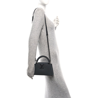 Louis Vuitton Matte Taurillon Capucines East West Mini All Black 2 of 10