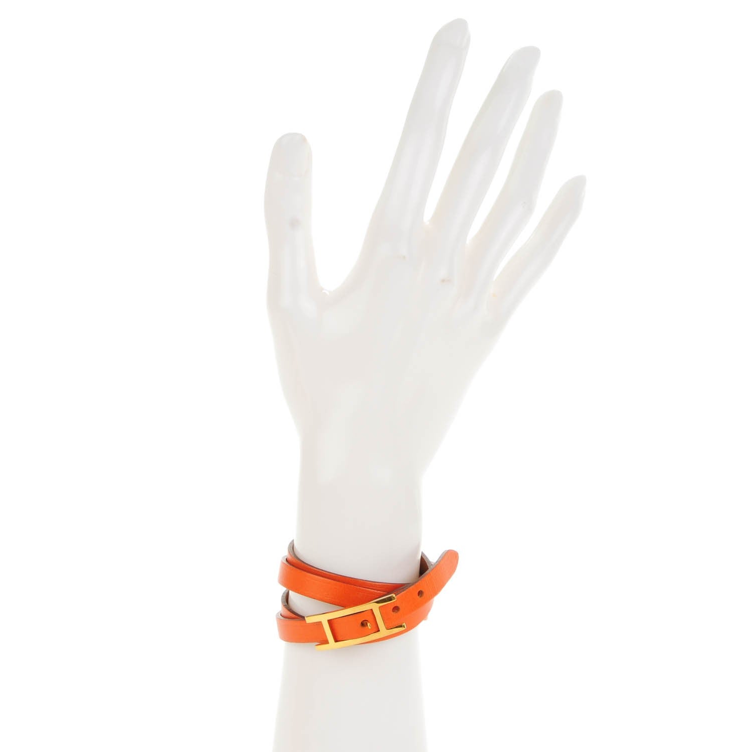 Hermes Tadelakt Hapi 3MM Triple Tour Wrap Bracelet Small Orange 2 of 5
