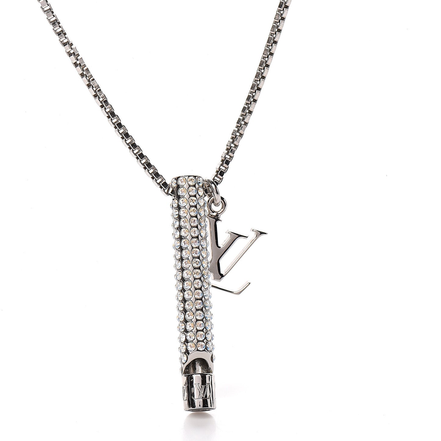 LV Whistle Chain Pendant Necklace Silver