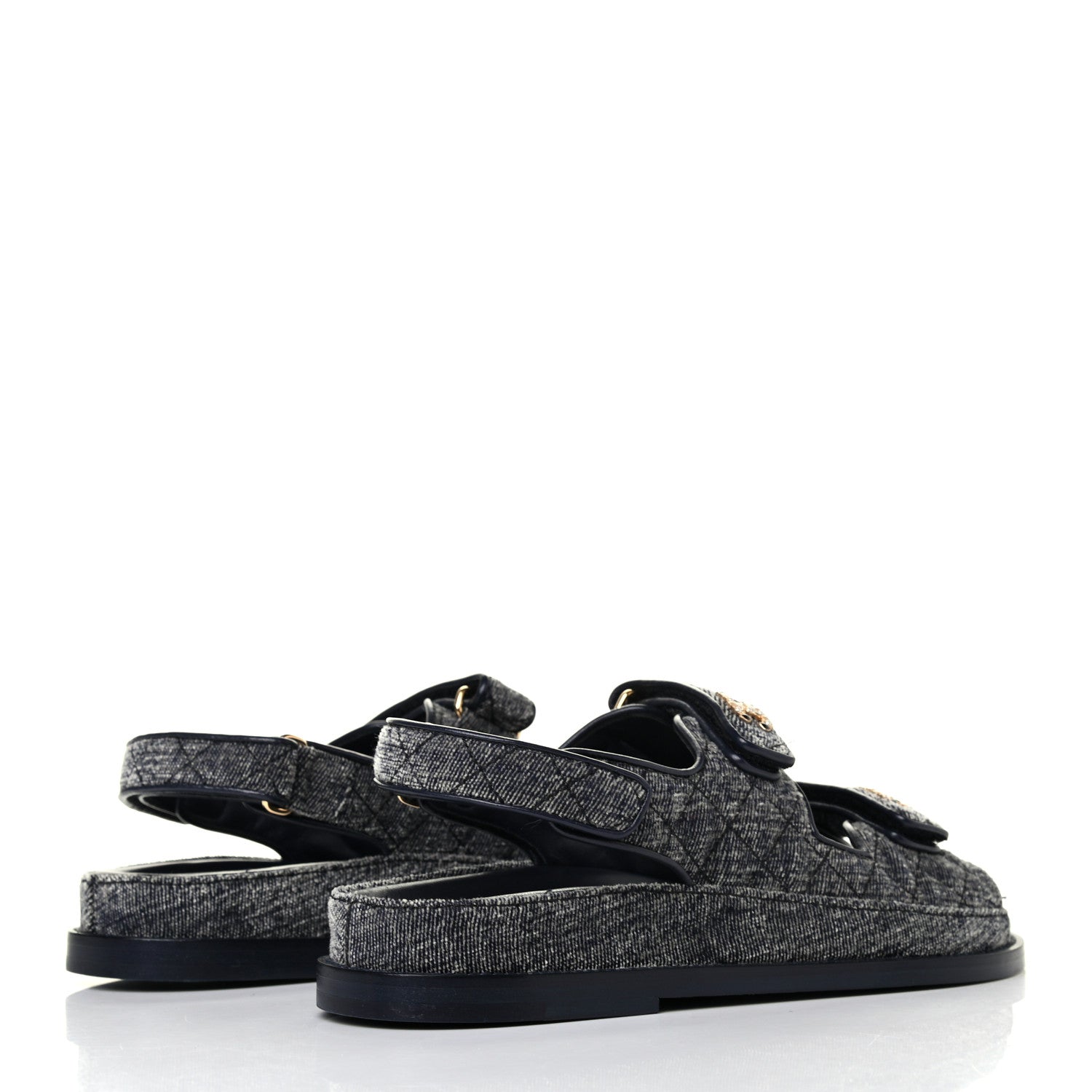 Chanel Velvet Velcro Dad Sandals 39 Grey 3 of 4