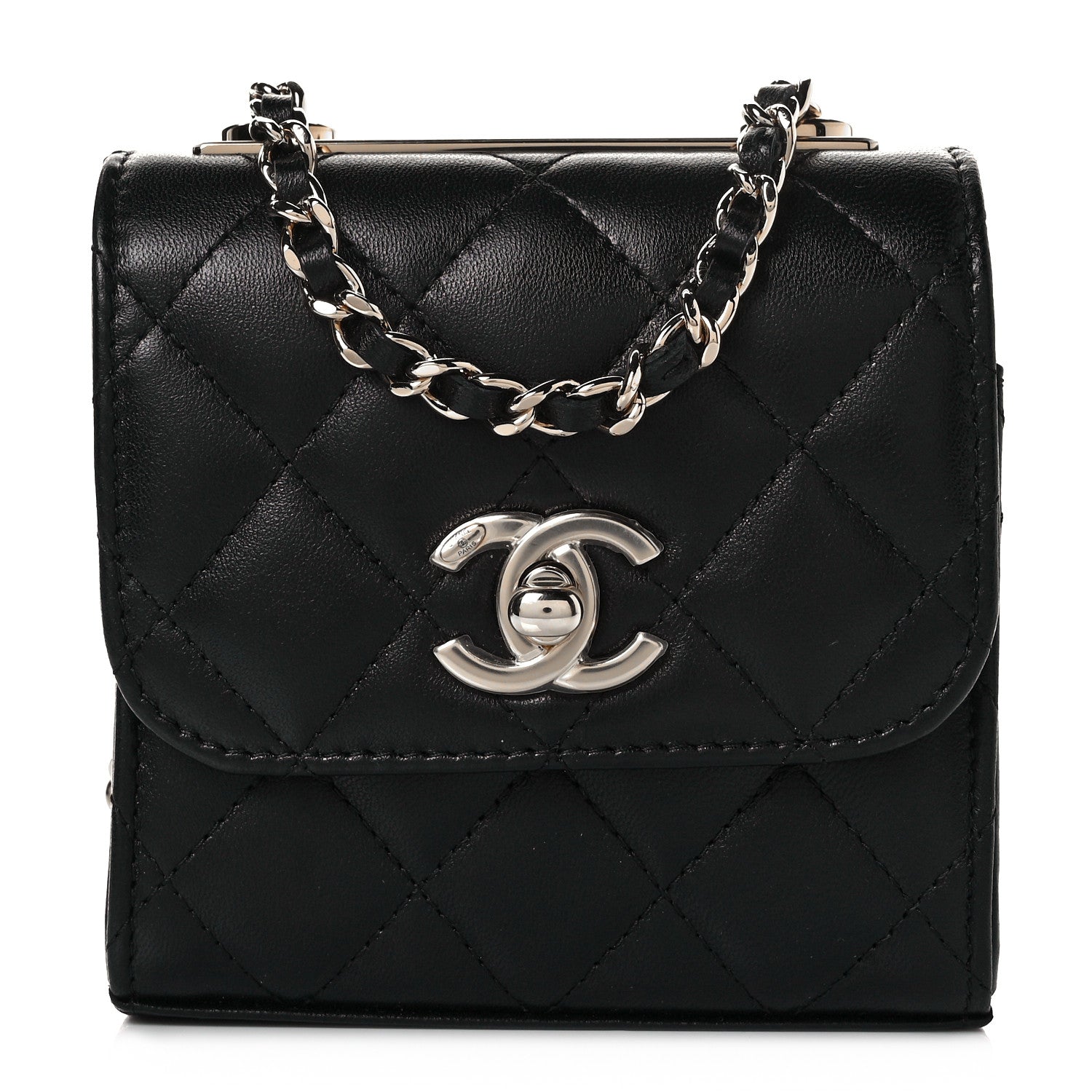 Chanel Lambskin Quilted Mini Trendy CC Chain Wallet Black 2 of 28