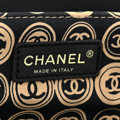 Chanel Jersey Calfskin Printed Large Frame Handle Bag Beige Black 6 of 13