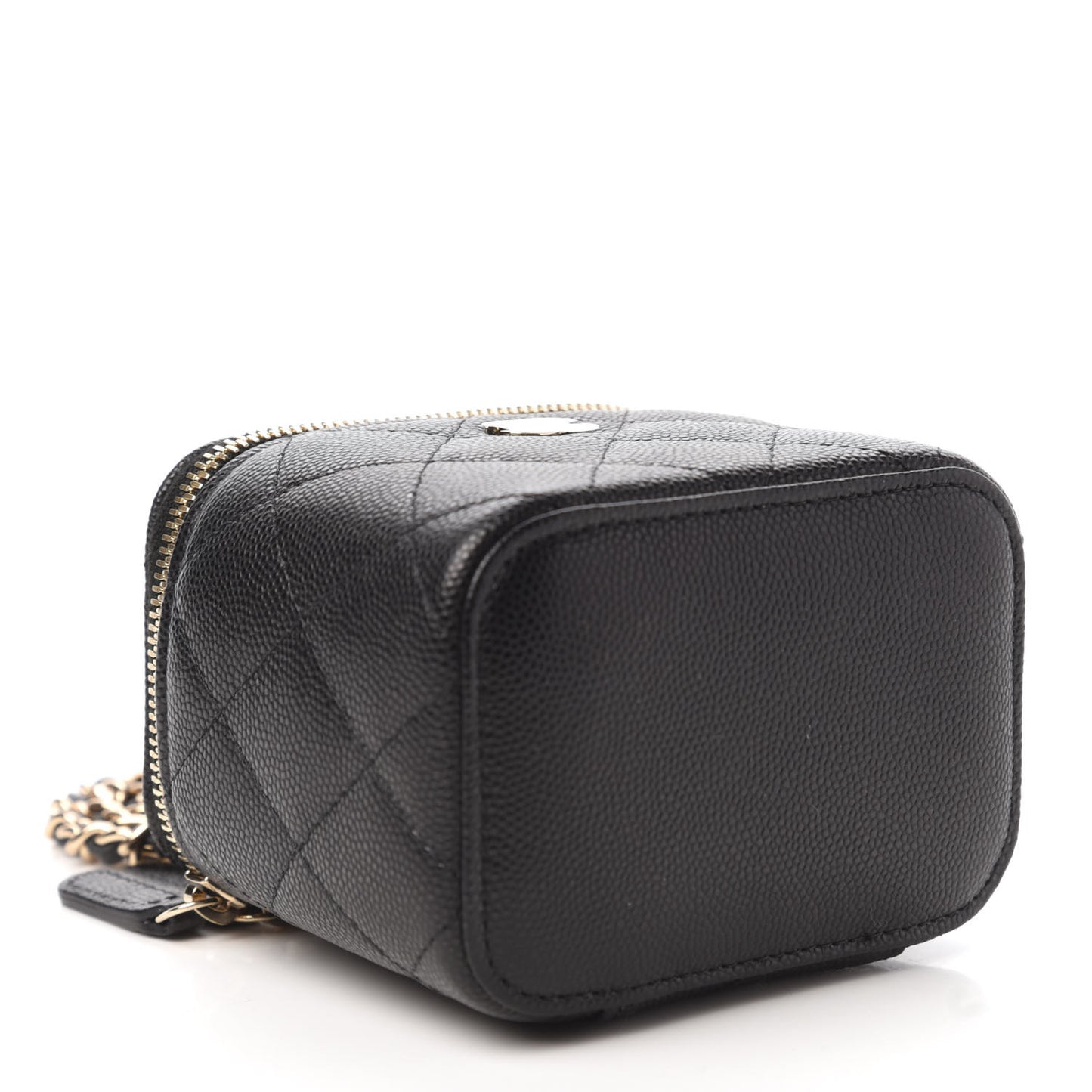 Caviar Quilted Mini Vanity Case With Chain Black