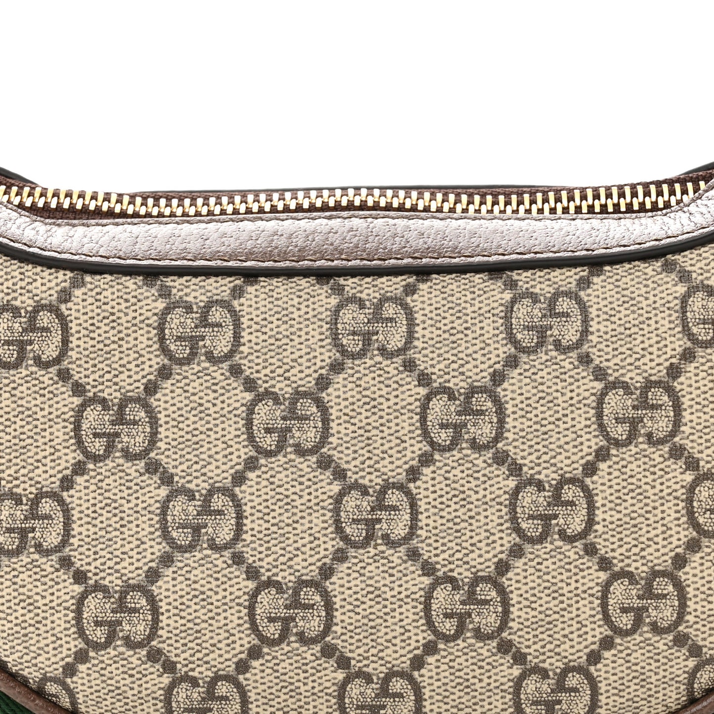 GG Supreme Monogram Textured Calfskin Web Mini Ophidia Half Moon Hobo Beige Ebony New Acero