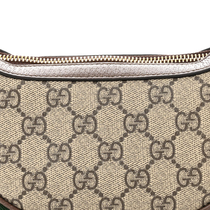 Gucci GG Supreme Monogram Textured Calfskin Web Mini Ophidia Half Moon Hobo Beige Ebony New Acero 8 of 10
