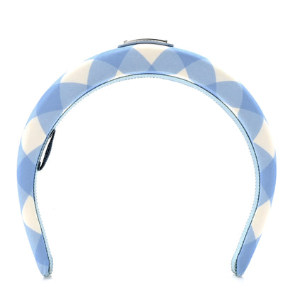 Prada Re-Nylon Gingham Check Printed Triangle Logo Headband Light Blue 3 of 6