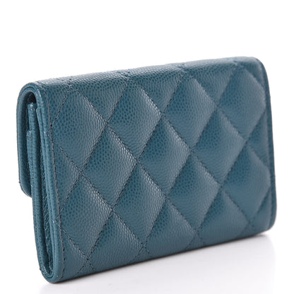 Chanel Caviar Quilted Flap Card Holder Dark Turquoise 3 of 8